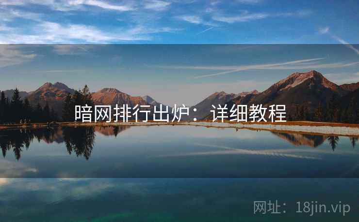 暗网排行出炉：详细教程